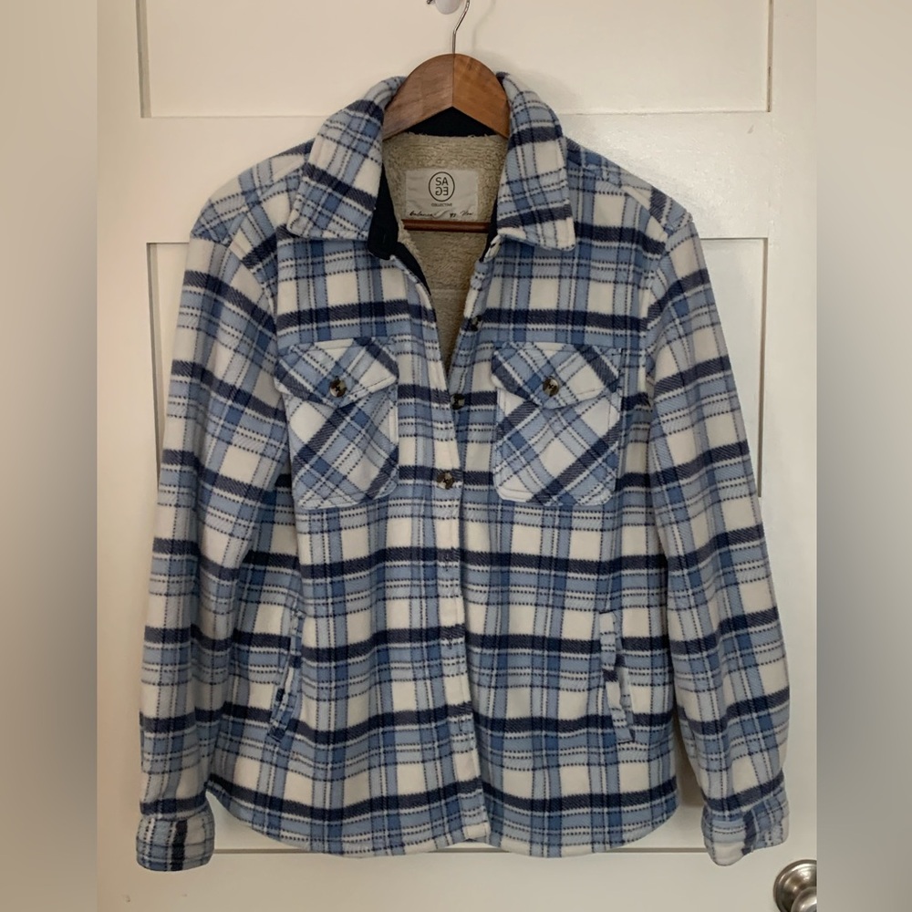 Sage Collective Plaid Fleece Sherpa Lined Shacket